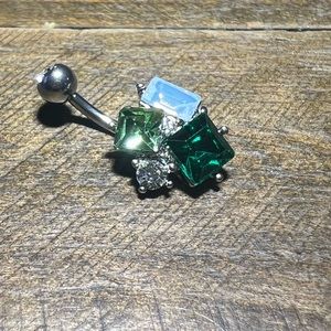 Green gem belly ring